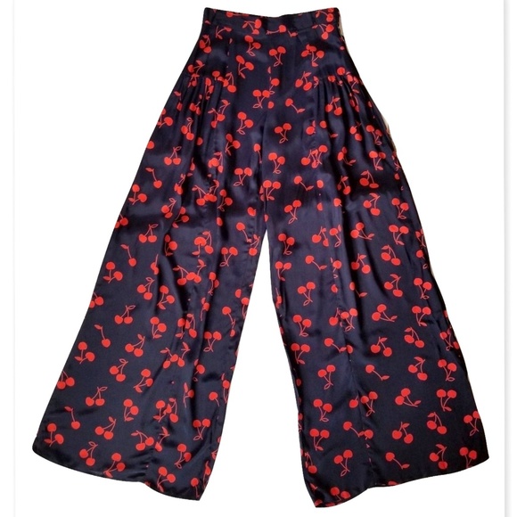 Lucy Love Pants - Lucy Love Cherry Print Wide Leg Pants